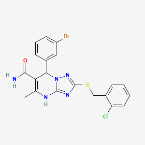 7-(3-Bromophenyl)-2-((2-chlorobenzyl)thio)-5-methyl-4,7-dihydro-[1,2,4]triazolo[1,5-a]pyrimidine-6-carboxamide
