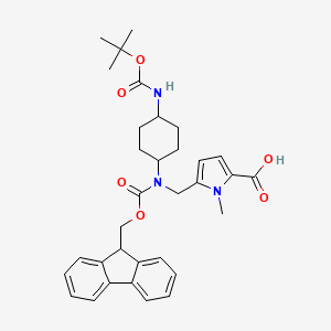 molecular formula C33H39N3O6 B2394020 5-[[9H-Fluoren-9-ylmethoxycarbonyl-[4-[(2-methylpropan-2-yl)oxycarbonylamino]cyclohexyl]amino]methyl]-1-methylpyrrole-2-carboxylic acid CAS No. 2137072-99-0