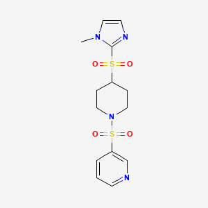 molecular formula C14H18N4O4S2 B2394028 3-((4-((1-methyl-1H-imidazol-2-yl)sulfonyl)piperidin-1-yl)sulfonyl)pyridine CAS No. 2034267-47-3