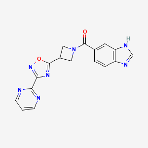 molecular formula C17H13N7O2 B2394031 (1H-benzo[d]imidazol-5-yl)(3-(3-(pyrimidin-2-yl)-1,2,4-oxadiazol-5-yl)azetidin-1-yl)methanone CAS No. 1323775-44-5