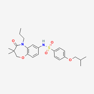 molecular formula C24H32N2O5S B2394035 N-(3,3-dimethyl-4-oxo-5-propyl-2,3,4,5-tetrahydrobenzo[b][1,4]oxazepin-7-yl)-4-isobutoxybenzenesulfonamide CAS No. 922003-67-6