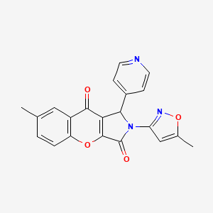 molecular formula C21H15N3O4 B2394043 7-Methyl-2-(5-methylisoxazol-3-yl)-1-(pyridin-4-yl)-1,2-dihydrochromeno[2,3-c]pyrrole-3,9-dione CAS No. 874396-38-0