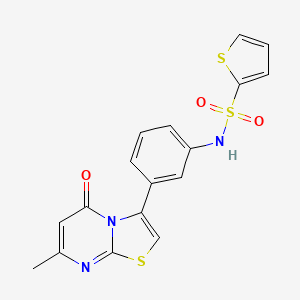 molecular formula C17H13N3O3S3 B2394059 N-(3-(7-methyl-5-oxo-5H-thiazolo[3,2-a]pyrimidin-3-yl)phenyl)thiophene-2-sulfonamide CAS No. 1021040-27-6