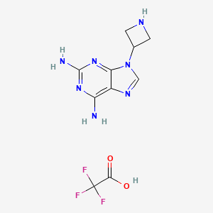 molecular formula C10H12F3N7O2 B2394065 9-(azetidin-3-yl)-9H-purine-2,6-diamine, trifluoroacetic acid CAS No. 2126161-71-3