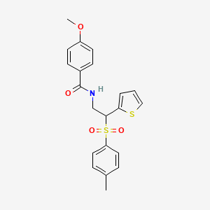 molecular formula C21H21NO4S2 B2394067 4-methoxy-N-(2-(thiophen-2-yl)-2-tosylethyl)benzamide CAS No. 896338-92-4