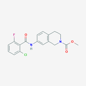 molecular formula C18H16ClFN2O3 B2394084 7-(2-氯-6-氟苯甲酰胺)-3,4-二氢异喹啉-2(1H)-羧酸甲酯 CAS No. 1448034-92-1