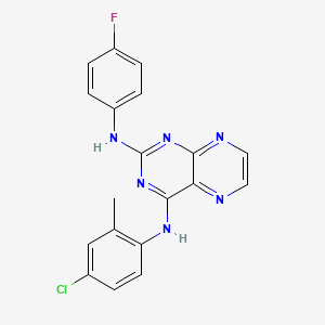 molecular formula C19H14ClFN6 B2394089 (4-Chloro-2-methylphenyl){2-[(4-fluorophenyl)amino]pteridin-4-yl}amine CAS No. 946298-41-5