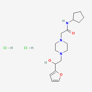 molecular formula C17H29Cl2N3O3 B2394097 N-cyclopentyl-2-(4-(2-(furan-2-yl)-2-hydroxyethyl)piperazin-1-yl)acetamide dihydrochloride CAS No. 1396875-50-5