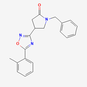 molecular formula C20H19N3O2 B2394102 1-Benzyl-4-[5-(2-methylphenyl)-1,2,4-oxadiazol-3-yl]pyrrolidin-2-one CAS No. 1171615-27-2