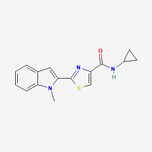 molecular formula C16H15N3OS B2394108 N-cyclopropyl-2-(1-methyl-1H-indol-2-yl)thiazole-4-carboxamide CAS No. 1170458-60-2