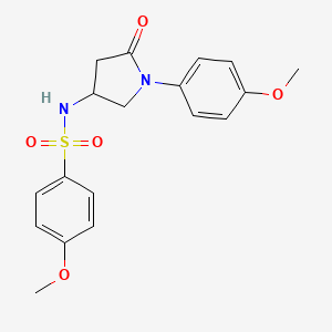 molecular formula C18H20N2O5S B2394110 4-methoxy-N-(1-(4-methoxyphenyl)-5-oxopyrrolidin-3-yl)benzenesulfonamide CAS No. 896310-86-4