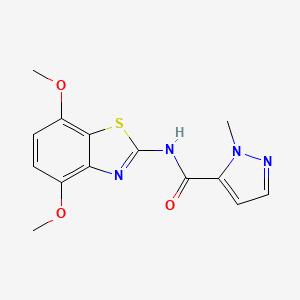molecular formula C14H14N4O3S B2394133 N-(4,7-dimethoxybenzo[d]thiazol-2-yl)-1-methyl-1H-pyrazole-5-carboxamide CAS No. 1184964-18-8