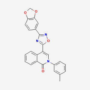 molecular formula C25H17N3O4 B2394136 4-[3-(1,3-benzodioxol-5-yl)-1,2,4-oxadiazol-5-yl]-2-(3-methylphenyl)isoquinolin-1(2H)-one CAS No. 1326837-57-3