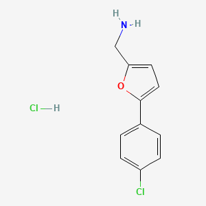 molecular formula C11H11Cl2NO B2394151 {[5-(4-Chlorophenyl)-2-furyl]methyl}amine hydrochloride CAS No. 69146-89-0