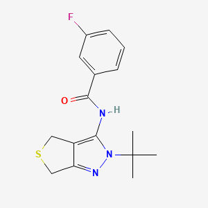 molecular formula C16H18FN3OS B2394152 N-(2-(tert-butyl)-4,6-dihydro-2H-thieno[3,4-c]pyrazol-3-yl)-3-fluorobenzamide CAS No. 361168-79-8