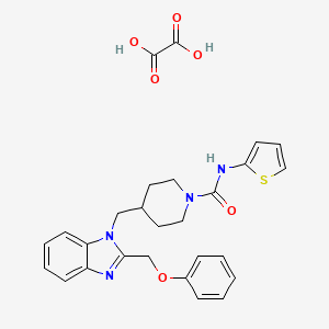 molecular formula C27H28N4O6S B2394153 4-((2-(phenoxymethyl)-1H-benzo[d]imidazol-1-yl)methyl)-N-(thiophen-2-yl)piperidine-1-carboxamide oxalate CAS No. 1351591-24-6