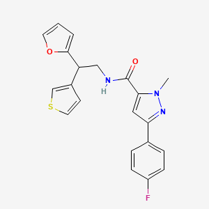 molecular formula C21H18FN3O2S B2394162 3-(4-氟苯基)-N-[2-(呋喃-2-基)-2-(噻吩-3-基)乙基]-1-甲基-1H-吡唑-5-甲酰胺 CAS No. 2097932-51-7
