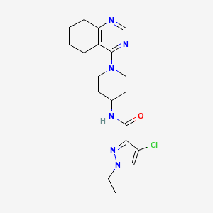 molecular formula C19H25ClN6O B2394163 4-chloro-1-ethyl-N-(1-(5,6,7,8-tetrahydroquinazolin-4-yl)piperidin-4-yl)-1H-pyrazole-3-carboxamide CAS No. 2034346-61-5