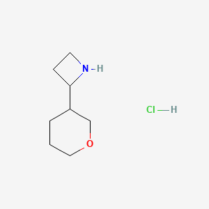 molecular formula C8H16ClNO B2394168 2-(Tetrahydro-2H-pyran-3-yl)azetidine hydrochloride CAS No. 2172050-54-1
