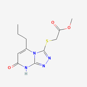 molecular formula C11H14N4O3S B2394169 Methyl 2-((7-oxo-5-propyl-7,8-dihydro-[1,2,4]triazolo[4,3-a]pyrimidin-3-yl)thio)acetate CAS No. 891124-83-7