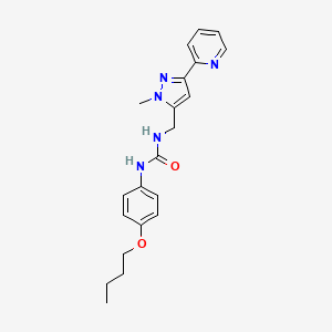 molecular formula C21H25N5O2 B2394171 1-(4-Butoxyphenyl)-3-[(2-methyl-5-pyridin-2-ylpyrazol-3-yl)methyl]urea CAS No. 2319850-76-3