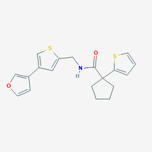 molecular formula C19H19NO2S2 B2394174 N-[[4-(Furan-3-yl)thiophen-2-yl]methyl]-1-thiophen-2-ylcyclopentane-1-carboxamide CAS No. 2379994-48-4