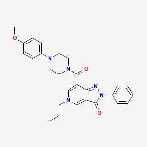 molecular formula C27H29N5O3 B2394176 7-(4-(4-methoxyphenyl)piperazine-1-carbonyl)-2-phenyl-5-propyl-2H-pyrazolo[4,3-c]pyridin-3(5H)-one CAS No. 923250-74-2