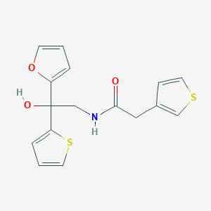 molecular formula C16H15NO3S2 B2394196 N-(2-(furan-2-yl)-2-hydroxy-2-(thiophen-2-yl)ethyl)-2-(thiophen-3-yl)acetamide CAS No. 2034264-03-2