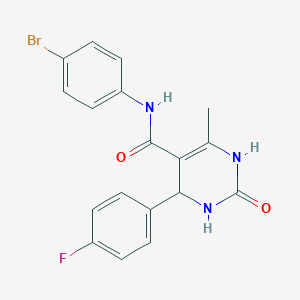 molecular formula C18H15BrFN3O2 B2394198 N-(4-bromophenyl)-4-(4-fluorophenyl)-6-methyl-2-oxo-1,2,3,4-tetrahydropyrimidine-5-carboxamide CAS No. 333768-11-9