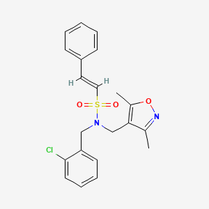 molecular formula C21H21ClN2O3S B2394208 (E)-N-[(2-chlorophenyl)methyl]-N-[(3,5-dimethyl-1,2-oxazol-4-yl)methyl]-2-phenylethenesulfonamide CAS No. 1089555-66-7