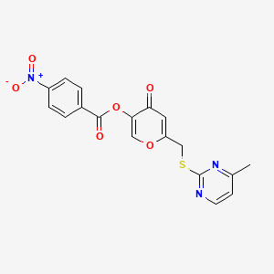 6-{[(4-methylpyrimidin-2-yl)sulfanyl]methyl}-4-oxo-4H-pyran-3-yl 4-nitrobenzoate