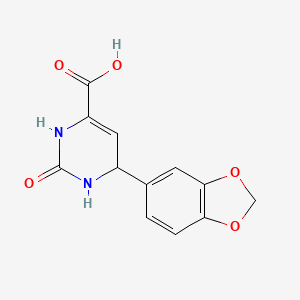 molecular formula C12H10N2O5 B2394214 6-(1,3-Benzodioxol-5-yl)-2-oxo-1,2,3,6-tetrahydro-4-pyrimidinecarboxylic acid CAS No. 860610-20-4