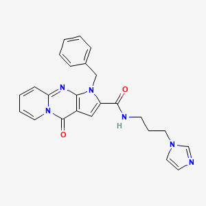 molecular formula C24H22N6O2 B2394217 1-benzyl-N-[3-(1H-imidazol-1-yl)propyl]-4-oxo-1,4-dihydropyrido[1,2-a]pyrrolo[2,3-d]pyrimidine-2-carboxamide CAS No. 902023-04-5