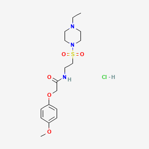 molecular formula C17H28ClN3O5S B2394226 N-(2-((4-ethylpiperazin-1-yl)sulfonyl)ethyl)-2-(4-methoxyphenoxy)acetamide hydrochloride CAS No. 1189491-01-7
