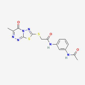 molecular formula C15H14N6O3S2 B2394228 N-(3-acetamidophenyl)-2-[(3-methyl-4-oxo-[1,3,4]thiadiazolo[2,3-c][1,2,4]triazin-7-yl)sulfanyl]acetamide CAS No. 869074-13-5