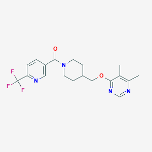molecular formula C19H21F3N4O2 B2394230 (4-(((5,6-Dimethylpyrimidin-4-yl)oxy)methyl)piperidin-1-yl)(6-(trifluoromethyl)pyridin-3-yl)methanone CAS No. 2309732-27-0