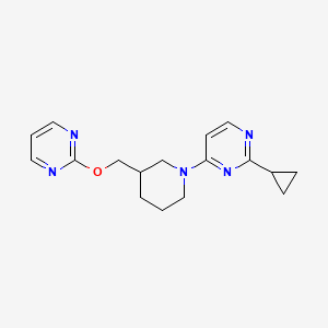 molecular formula C17H21N5O B2394251 2-Cyclopropyl-4-[3-(pyrimidin-2-yloxymethyl)piperidin-1-yl]pyrimidine CAS No. 2380070-79-9