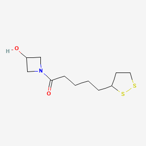 molecular formula C11H19NO2S2 B2394273 5-(1,2-Dithiolan-3-yl)-1-(3-hydroxyazetidin-1-yl)pentan-1-one CAS No. 1808656-08-7