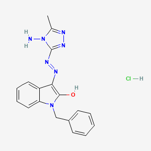 molecular formula C18H18ClN7O B2394280 (Z)-3-(2-(4-amino-5-methyl-4H-1,2,4-triazol-3-yl)hydrazono)-1-benzylindolin-2-one hydrochloride CAS No. 475041-43-1