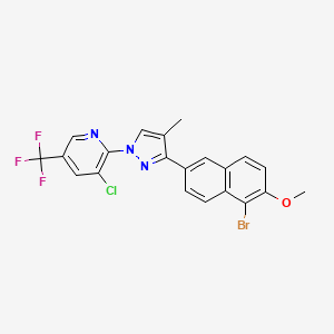 molecular formula C21H14BrClF3N3O B2394295 2-[3-(5-bromo-6-methoxy-2-naphthyl)-4-methyl-1H-pyrazol-1-yl]-3-chloro-5-(trifluoromethyl)pyridine CAS No. 318239-45-1