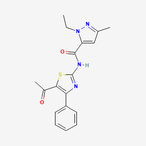 molecular formula C18H18N4O2S B2394301 N-(5-acetyl-4-phenylthiazol-2-yl)-1-ethyl-3-methyl-1H-pyrazole-5-carboxamide CAS No. 1170387-05-9
