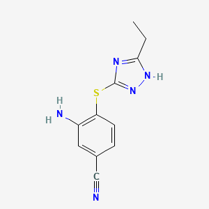 molecular formula C11H11N5S B2394307 3-amino-4-[(5-ethyl-4H-1,2,4-triazol-3-yl)thio]benzonitrile CAS No. 1315349-27-9
