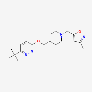 molecular formula C19H28N4O2 B2394311 5-[[4-[(6-Tert-butylpyridazin-3-yl)oxymethyl]piperidin-1-yl]methyl]-3-methyl-1,2-oxazole CAS No. 2320572-60-7
