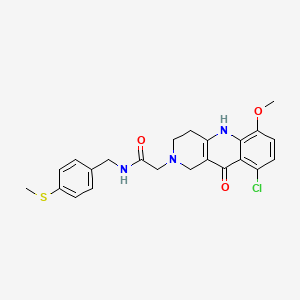 molecular formula C23H24ClN3O3S B2394315 2-(9-chloro-6-methoxy-10-oxo-3,4-dihydrobenzo[b][1,6]naphthyridin-2(1H,5H,10H)-yl)-N-(4-(methylthio)benzyl)acetamide CAS No. 1115912-08-7