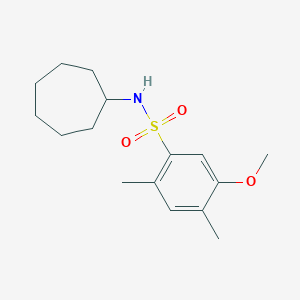 molecular formula C16H25NO3S B239432 N-cycloheptyl-5-methoxy-2,4-dimethylbenzenesulfonamide 