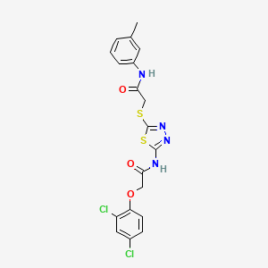 molecular formula C19H16Cl2N4O3S2 B2394321 2-(2,4-dichlorophenoxy)-N-(5-((2-oxo-2-(m-tolylamino)ethyl)thio)-1,3,4-thiadiazol-2-yl)acetamide CAS No. 392291-96-2