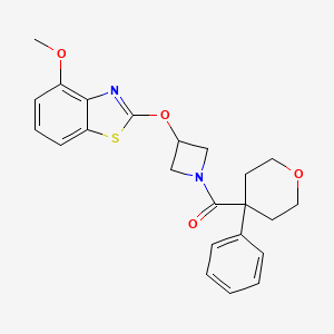 molecular formula C23H24N2O4S B2394327 (3-((4-methoxybenzo[d]thiazol-2-yl)oxy)azetidin-1-yl)(4-phenyltetrahydro-2H-pyran-4-yl)methanone CAS No. 1421481-02-8