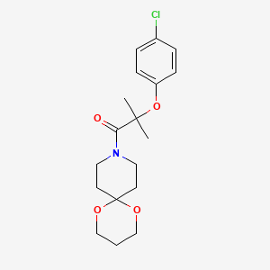molecular formula C18H24ClNO4 B2394328 2-(4-Chlorophenoxy)-2-methyl-1-(1,5-dioxa-9-azaspiro[5.5]undecan-9-yl)propan-1-one CAS No. 1351658-51-9