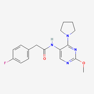 molecular formula C17H19FN4O2 B2394338 2-(4-fluorophenyl)-N-(2-methoxy-4-(pyrrolidin-1-yl)pyrimidin-5-yl)acetamide CAS No. 1796988-19-6