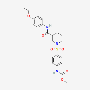 molecular formula C22H27N3O6S B2394339 Methyl (4-((3-((4-ethoxyphenyl)carbamoyl)piperidin-1-yl)sulfonyl)phenyl)carbamate CAS No. 326866-31-3